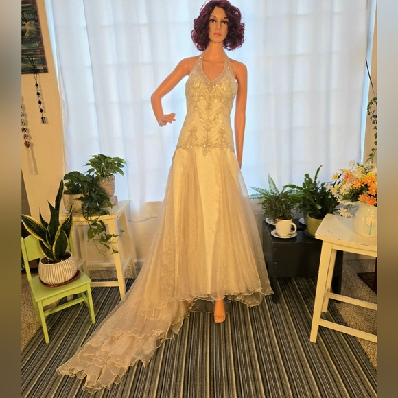 Essence Collection Beaded Halter Bodice Wedding Gown - Picture 2 of 16